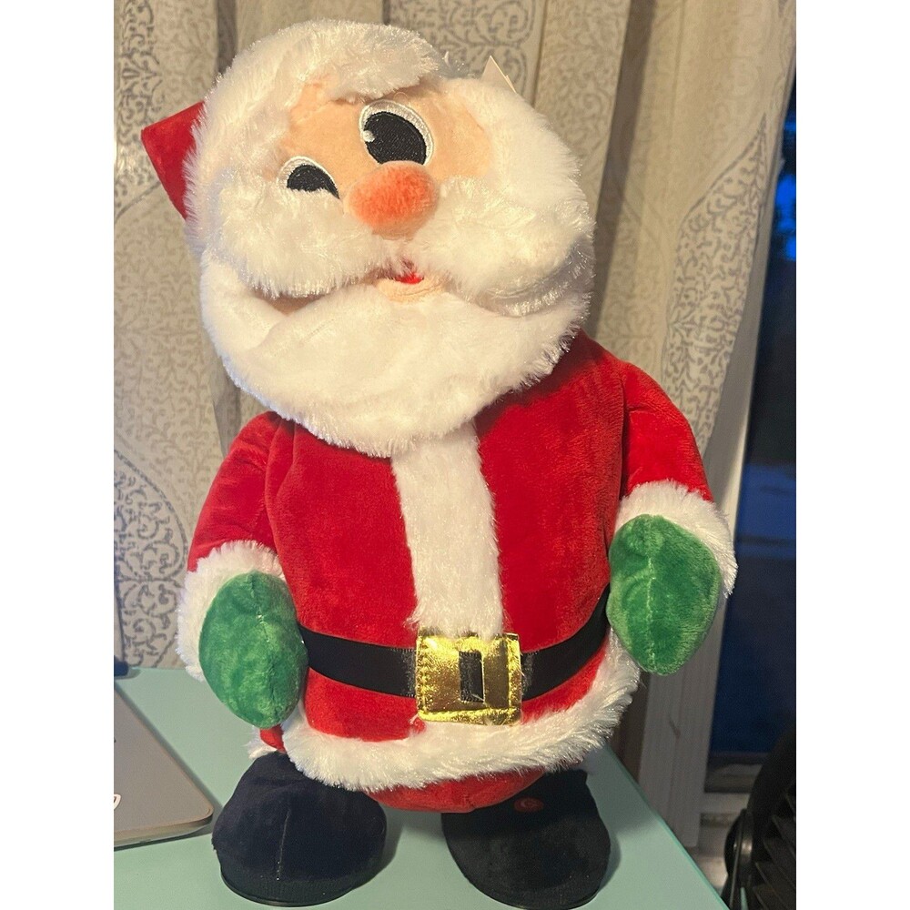Holiday Time Animated Shaking Santa Plush Christmas Decor Red/White/Green 2018